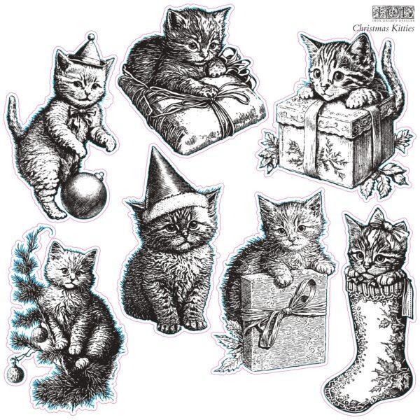 IOD STA KIT Christmas Kitties Stamp page 0001 600x600 - My Shabby Chic Corner - Prodotti Iron Orchid Designs - IOD